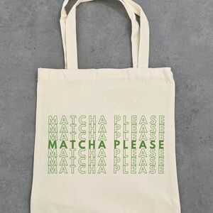 Matcha Please Cream Tote Bag
